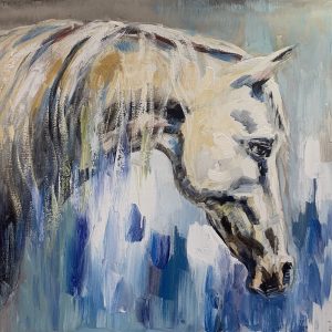 horse head canvas painting