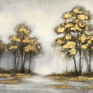 Yellow fallen leaves oil painting
